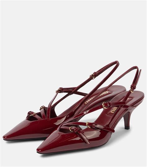 miu miu patent leather slingback pumps